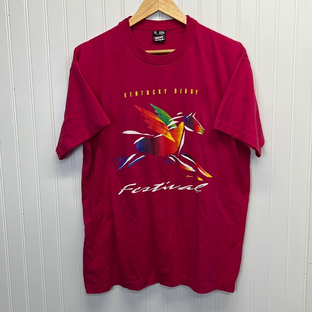 Vintage 1996 Kentucky Derby Festival T Shirt Pink‎ Sz XL